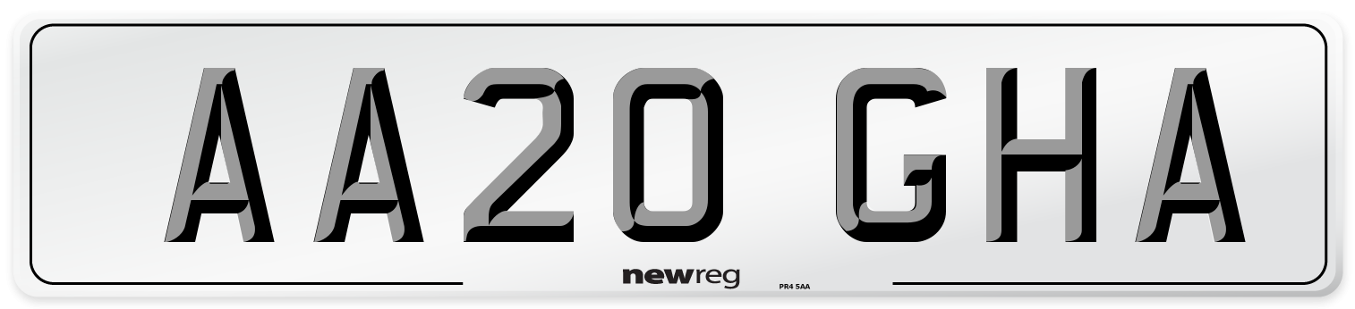 AA20 GHA Number Plate from New Reg